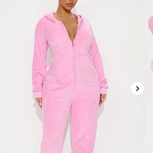 Keep You Cozy Plush Hoodie PJ Jumpsuit Onesie - Pink